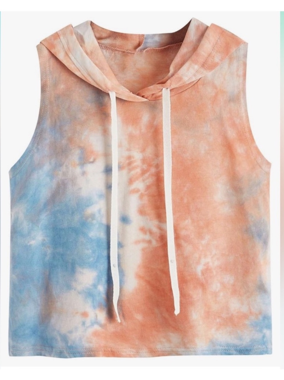 SweatyRocks Pastel Tie-Dye Cropped Sleeveless Hoodie Tank Top Size Small